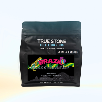 Brazil Black Mountain (Serra Negra) medium roast coffee in a 12oz True Stone bag