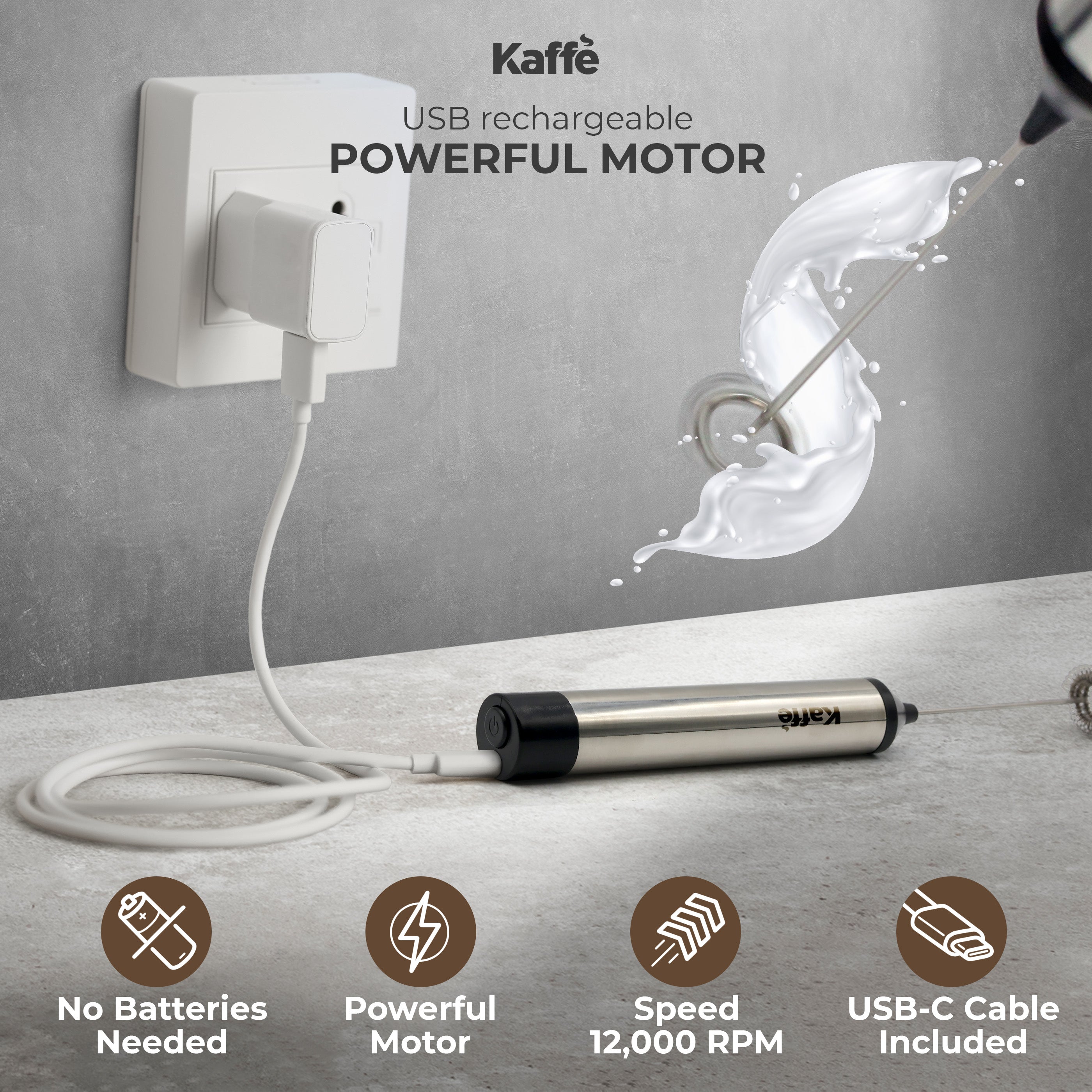 Handheld Milk Frother (USB Rechargeable), KF6022 - Thumbnail 5